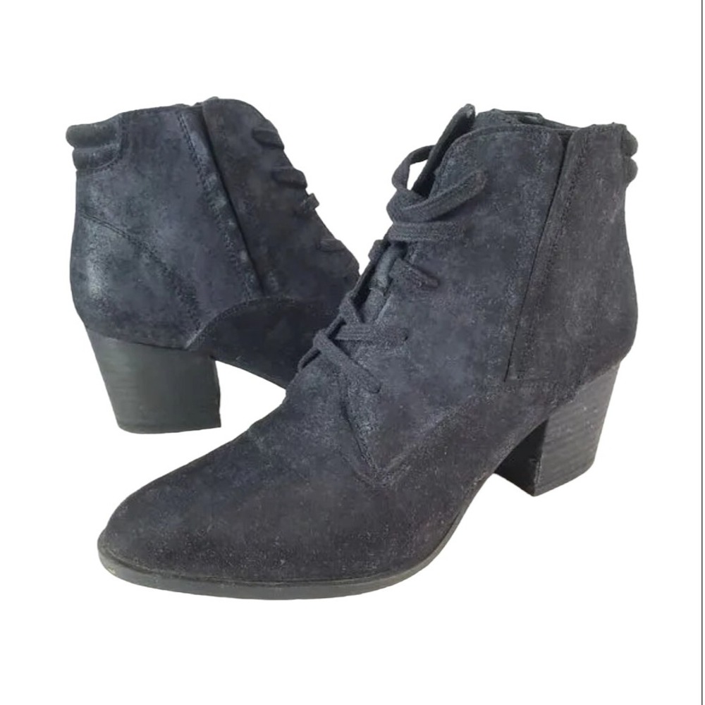 Franco Sarto Boots Marissa 9 Ankle Side Zip Burnished Black faux suede Victorian